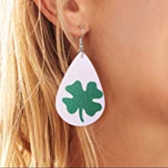 3 for $25 St. Patrick's Day Faux Leather Festive Dangle Earrings - Picture 5 of 7